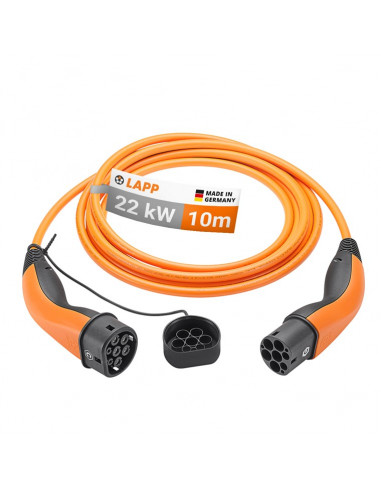Kabel do ładowania Typu 2, do 22 kW, 10 m, pomarańczowy - Długość kabla 10 m