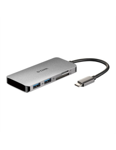 D-Link DUB-M610 USB-C 6-portowy koncentrator USB 3.0 z HDMI, czytnikiem kart, portem ładowania USB-C