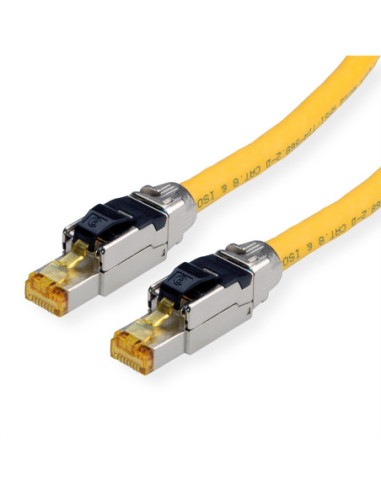 Kabel krosowy ROLINE S/FTP (PiMF) kat. 8 (klasa I), LSOH, solidny, żółty, 1 m