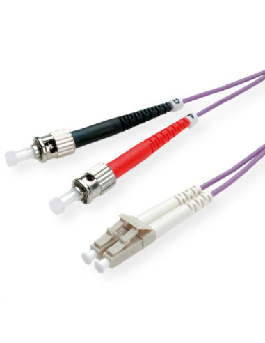 Kabel światłowodowy ROLINE 50/125µm OM4, LC/ST, fioletowy, 1 m