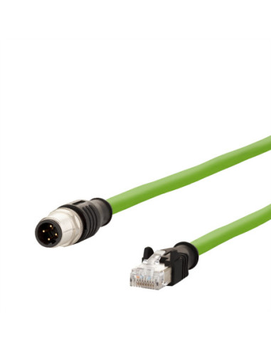 Kabel połączeniowy METZ CONNECT M12 męski-RJ45 męski, 4-biegunowy RJ45 z kodem D, 5 m