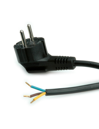 Kabel zasilający z uziemieniem ROLINE, 230VAC, otwarty, czarny, 1,8 m
