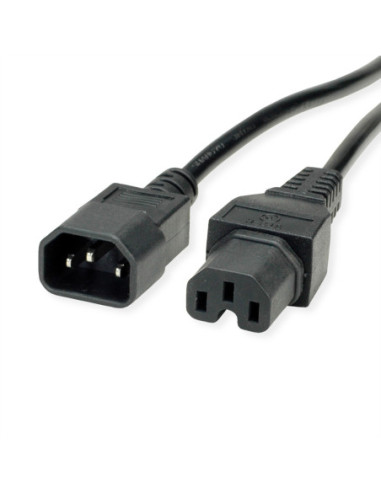 VALUE Kabel zasilający IEC320/C14 męski - C15 żeński, czarny, 0,5 m