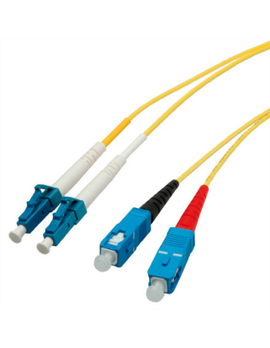 Wysokiej jakości kabel światłowodowy jednomodowy E9/125µm OS2, LC/SC, żółty, 2 m