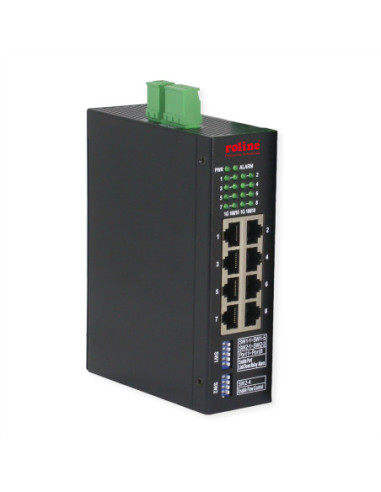 Przemysłowy przełącznik Gigabit Ethernet ROLINE, 8 portów, zarządzany przez Internet