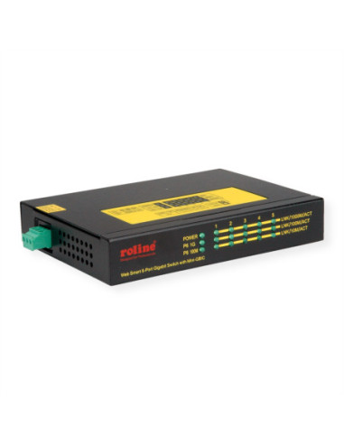 Przemysłowy przełącznik gigabitowy ROLINE, 5x RJ-45 + 1x SFP