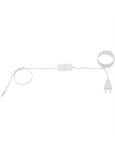 Kabel zasilający BACHMANN 2x0,75 1,8m biały, wtyczka Euro H03VVH2-F unp. Przełącznik