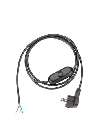 Kabel zasilający BACHMANN z wyłącznikiem - 2m, H03VV-F 3G0.75 czarny, nieopakowany