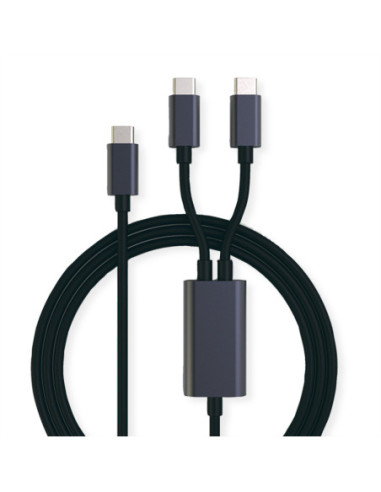 Kabel do ładowania ROLINE USB typu C, C - 2x C, M/M, maks. 100 W, czarny, 1,85 m