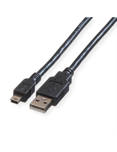 Kabel ROLINE USB 2.0, typ A - 5-stykowy mini, czarny, 3 m
