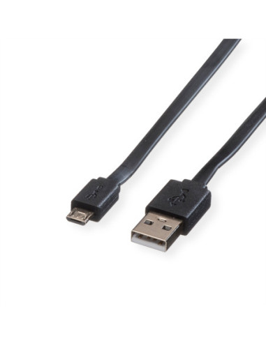 ROLINE USB 2.0 kabel, USB A M - Micro USB B M, zwart, 1 m