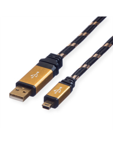 Kabel ROLINE GOLD USB 2.0, typ A - 5-stykowy mini, 1,8 m