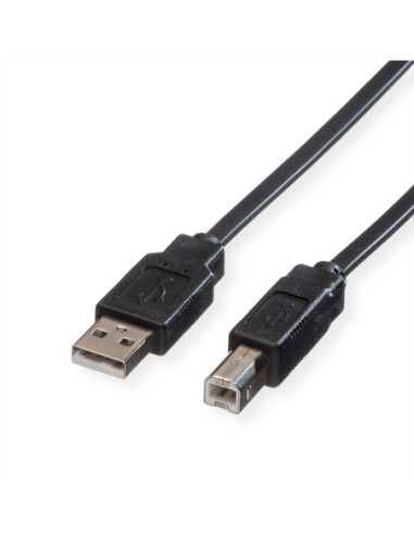 Płaski kabel USB 2.0 do notebooków ROLINE, typ A-B, czarny, 0,8 m