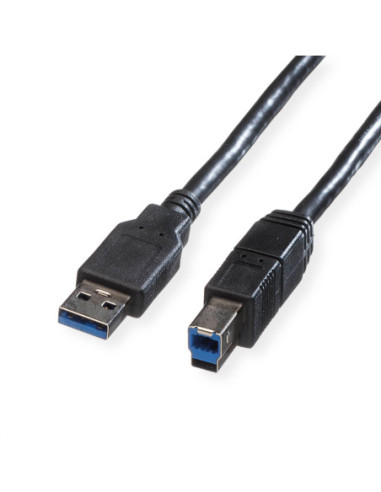 Kabel ROLINE USB 3.2 Gen 1, typ A-B, czarny, 0,8 m