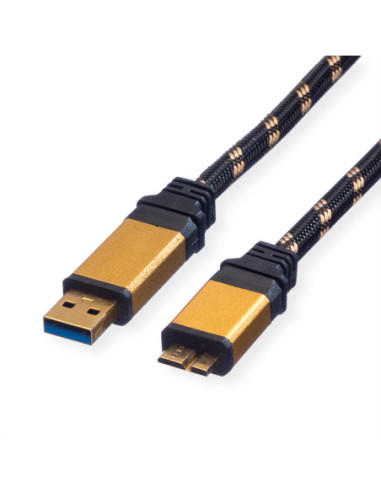 Kabel ROLINE GOLD USB 3.2 Gen 1, USB A - Micro B, M/M, 0,8 m