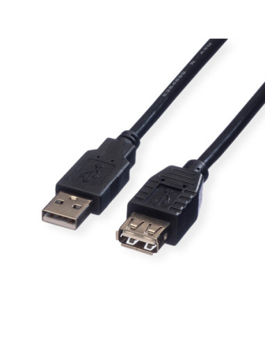 ROLINE USB 2.0 Kabel, type A-A, M/F, zwart, 1,8 m