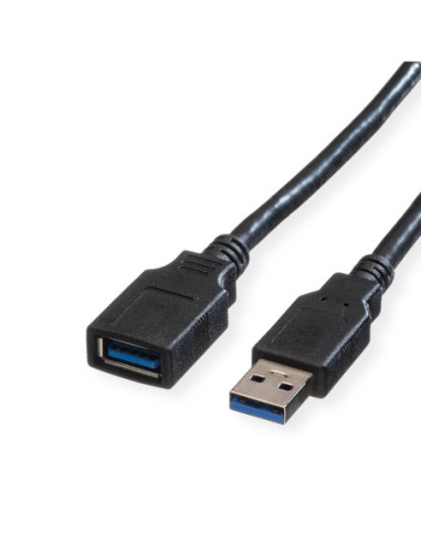 Kabel ROLINE USB 3.2 Gen 1, typ A-A, M/F, czarny, 0,8 m