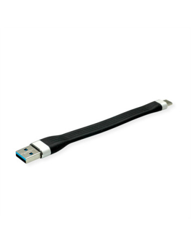 ROLINE Kabel USB 3.2 Gen 1 Silicon, A-C, M/M, czarny, 11 cm