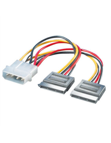 Kabel ROLINE Y-Adapter 4 pol. HDD/2x SATA, 0,12 m
