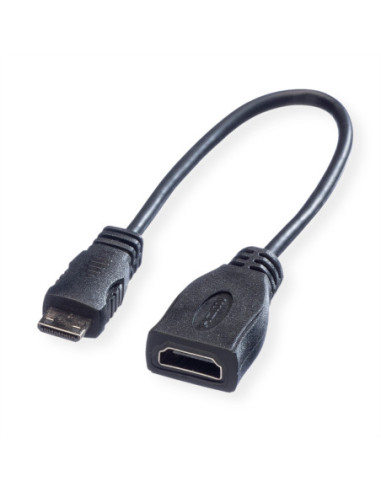 ROLINE Kabel do monitora HDMI High Speed met Ethernet, HDMI żeński - Mini HDMI męski, 0,15 m