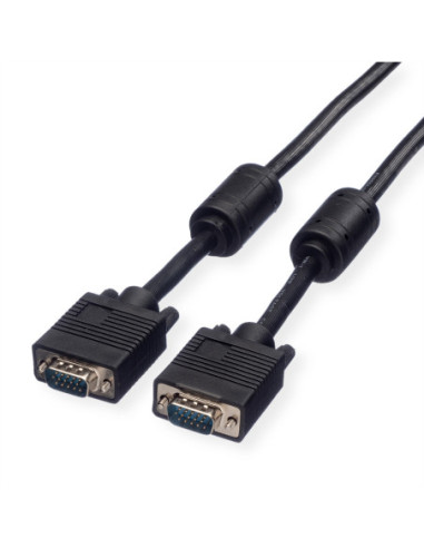 ROLINE Wysokiej jakości kabel z rdzeniami ferrytowymi + DDC, HD15M/M, 15-pin, 6 m