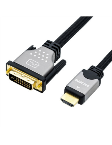 ROLINE Kabel do monitora DVI (24+1) - HDMI, M/M, czarny/srebrny, 2 m