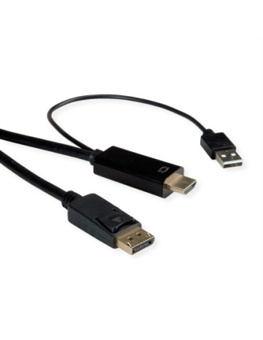 ROLINE Kabel HDMI UltraHDTV - DisplayPort, M/M, czarny, 1 m