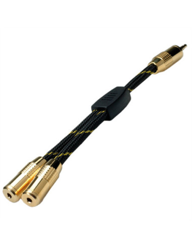 Kabel adaptera ROLINE GOLD 3,5 mm (1x męski, 2x żeński), blister detaliczny, 0,15 m