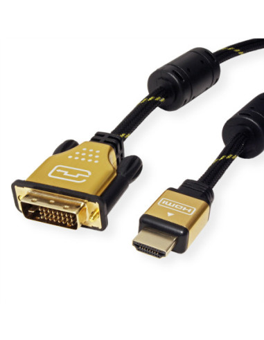 ROLINE GOLD Monitorkabel DVI - HDMI, M-M, (24+1) podwójne łącze, blister detaliczny, 5 m