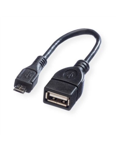 VALUE USB 2.0 Kabel, USB A żeński - Micro USB B męski, OTG, 0,15 m