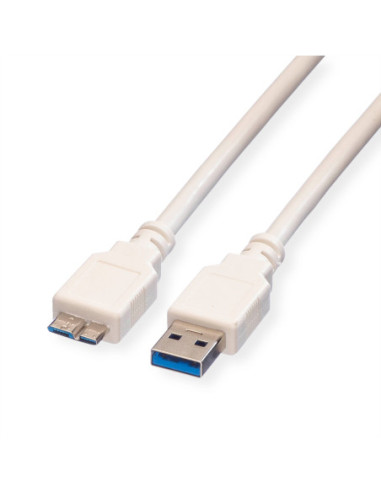 Kabel VALUE USB 3.2 Gen 1, A M - Micro B M, biały, 3 m