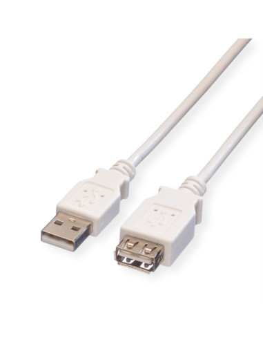 VALUE USB 2.0 kabel, type A-A, M/F, wit, 3 m