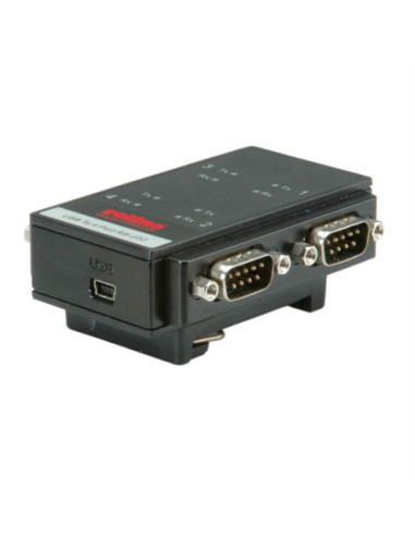 Adapter ROLINE USB 2.0 na RS232 do montażu na szynie DIN, 4-portowy