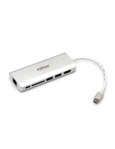 Stacja dokująca ROLINE USB typu C, HDMI 4K, USB 3.0 / USB 3.2 Gen 1, SD/MicroSD, Gigabit Ethernet
