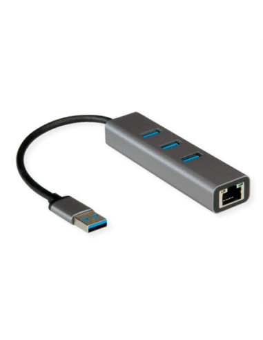 ROLINE Konwerter USB 3.2 Gen 1 na Gigabit Ethernet + Hub 3x