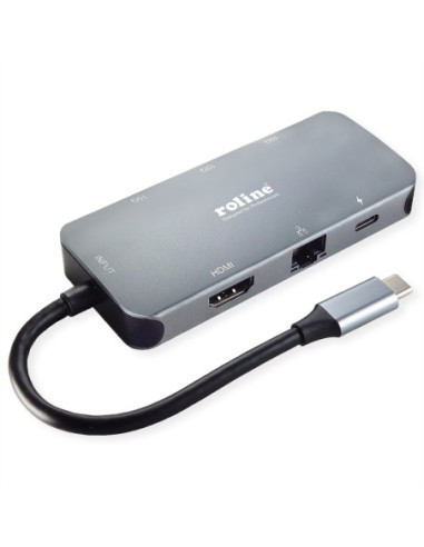Wieloportowa stacja dokująca ROLINE USB 3.2 Gen 2 typu C, 4K HDMI, LAN