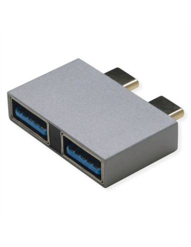 Adapter ROLINE USB 3.2 Gen 2, 2x USB typu C - 2x typu A, M/F, srebrny