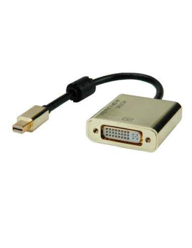 Adapter ROLINE GOLD 4K Mini DisplayPort/DVI, Actief, v1.2, Mini DP męski - DVI żeński