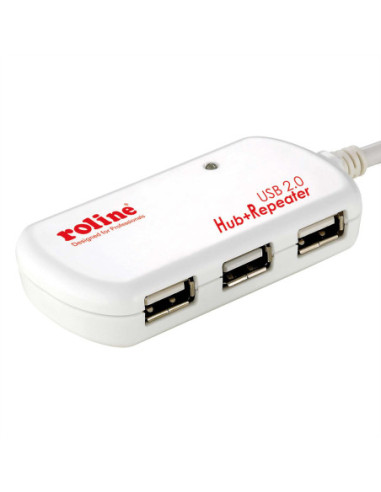 ROLINE 4-portowy koncentrator USB 2.0 z repeaterem, 12 m