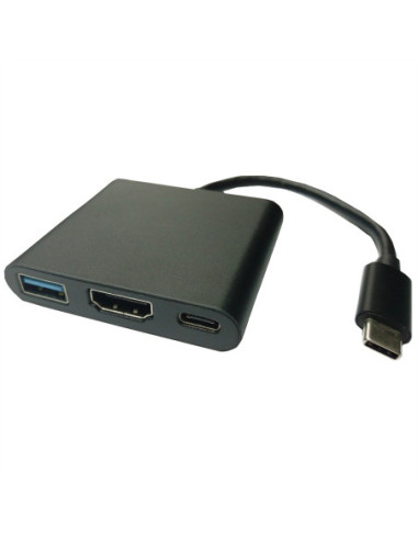 Adapter VALUE Beeldscherm USB typu C - HDMI + USB 3.2 Gen 1 A + PD typu C