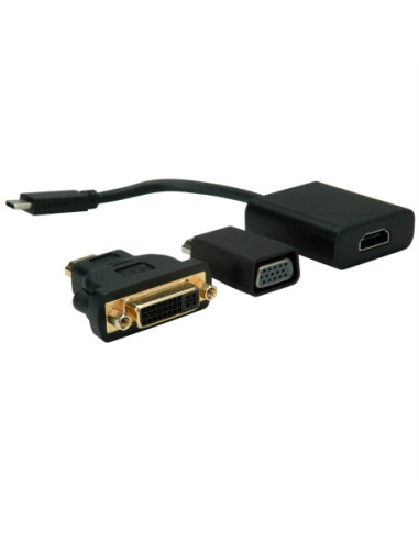 VALUE Beeldscherm Adapter USB typu C - VGA + HDMI + DVI