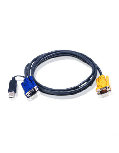 ATEN 2L-5206UP Kabel KVM VGA USB (z wbudowanym konwerterem PS/2 USB), czarny, 6 m