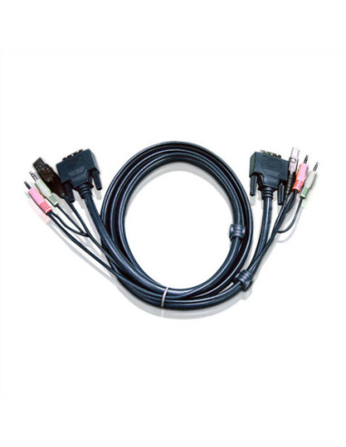 ATEN 2L-7D02UD Kabel KVM DVI-D (Dual Link), USB, Audio, zwart, 1,8 m
