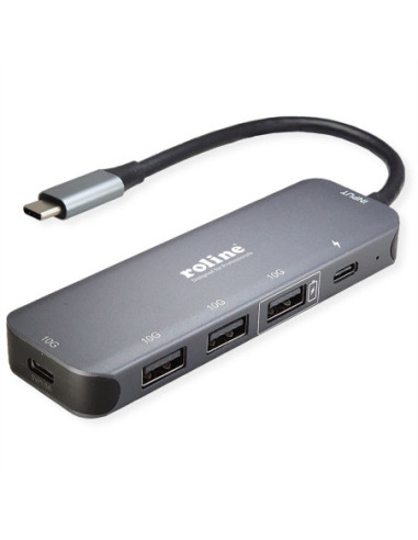 Hub ROLINE USB 3.2 Gen 2, 4-kierunkowy, kabel połączeniowy typu C