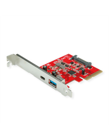 Karta ROLINE PCI Express, USB 3.2 Gen 2 USB A - USB C, 1x USB-A, 1x USB-C