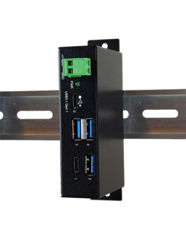 EXSYS EX-1195HMS 4-portowy koncentrator USB 3.2 Gen1 z portem C dla wejścia i wyjścia, ochrona przeciwprzepięciowa 15KV