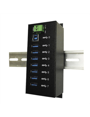 EXSYS EX-1187HMVS 7-portowy metalowy koncentrator USB 3.2 Gen1 Din-Rail