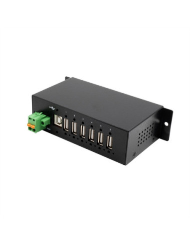 EXSYS EX-1596HMVS 6-portowy metalowy koncentrator USB 2.0 z zabezpieczeniem przepięciowym ESD 15KV (szyna DIN)
