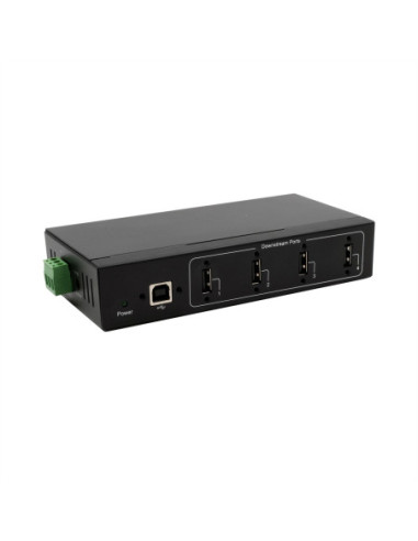 EXSYS EX-11214HMVS 4-portowy metalowy koncentrator USB 2.0 z zasilaczem 5V/2A Genesys Chipset