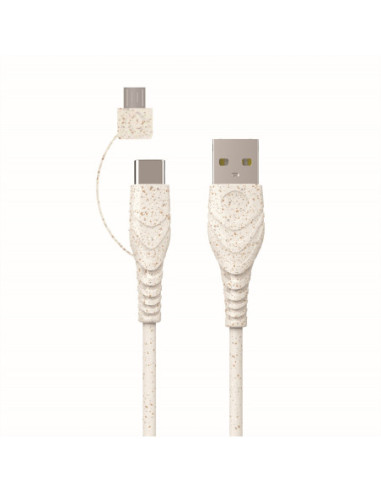 Kabel BIOnd USB-C / USB-C+Micro 3A Eco-friendly recykling 1,2 m